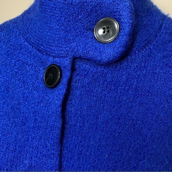 Christian Siriano Knit Cardigan Sweater M Cobalt Blue Wool Blend Fuzzy Top - Picture 10 of 13